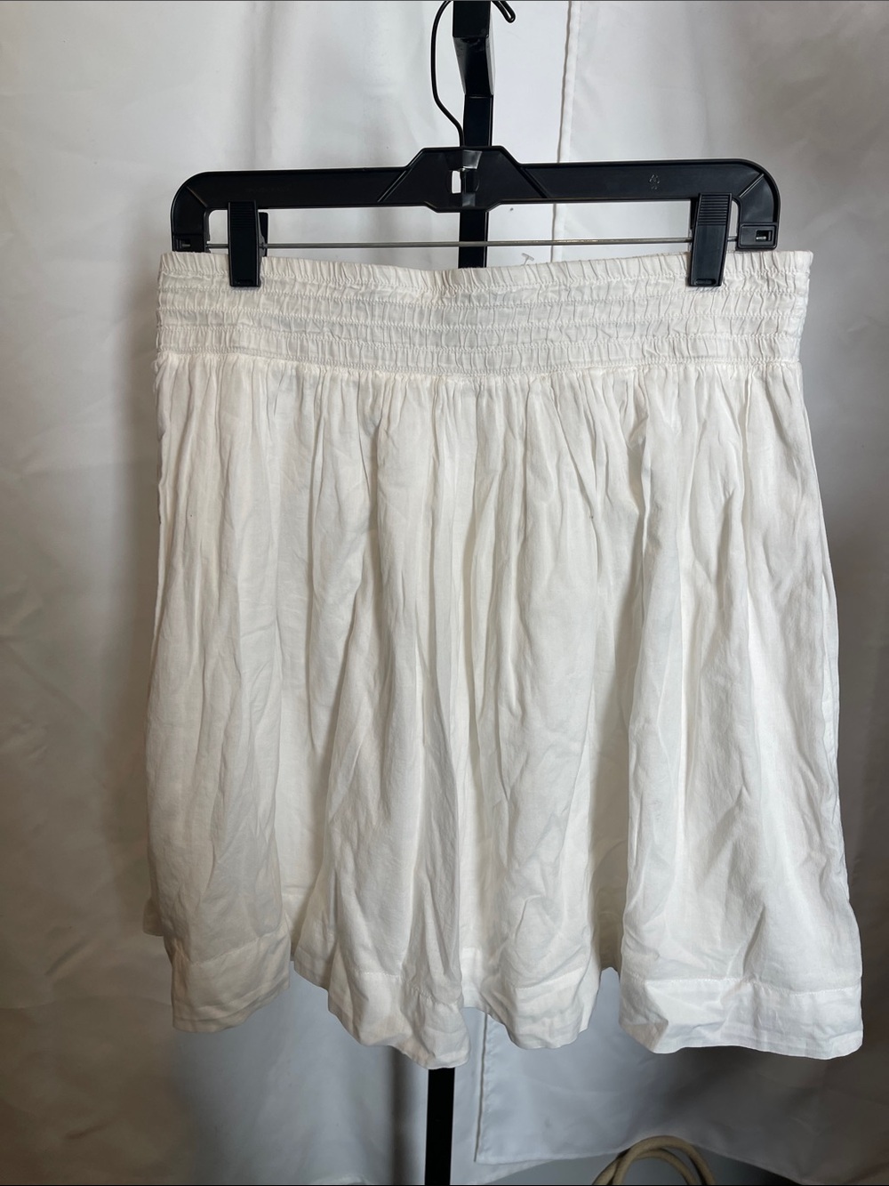 Banana Republic White Smocked Waist Circle Skirt